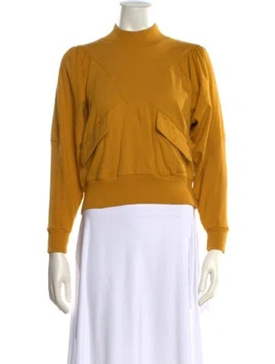 Pre-owned Ba&sh Mock Neck Long Sleeve Sweatshirt In Yellow