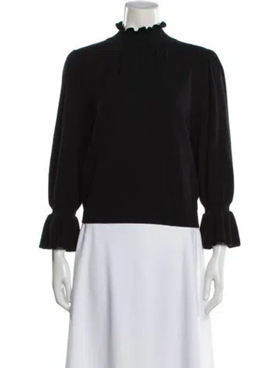 Pre-owned Ba&sh Mock Neck Long Sleeve Top In Black
