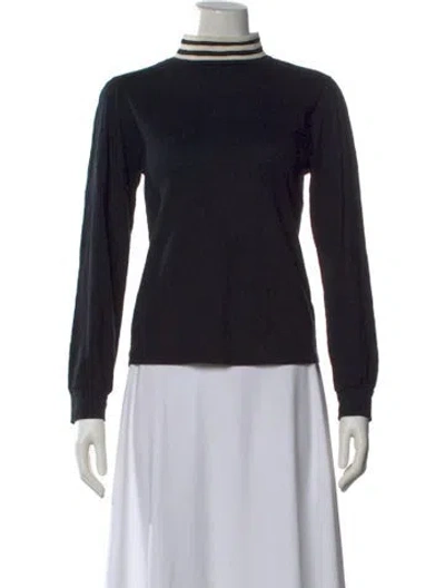 Pre-owned Ba&sh Mock Neck Long Sleeve Top In Black