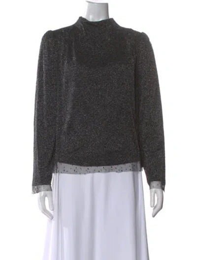 Pre-owned Ba&sh Mock Neck Long Sleeve Top In Black