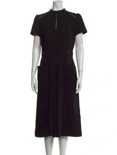 Pre-owned Ba&sh Mock Neck Midi Length Dress In Black