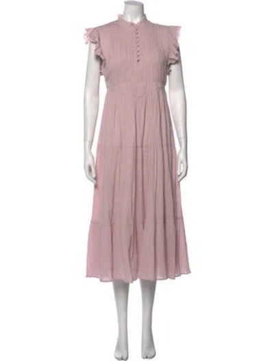 Pre-owned Ba&sh Mock Neck Midi Length Dress In Pink