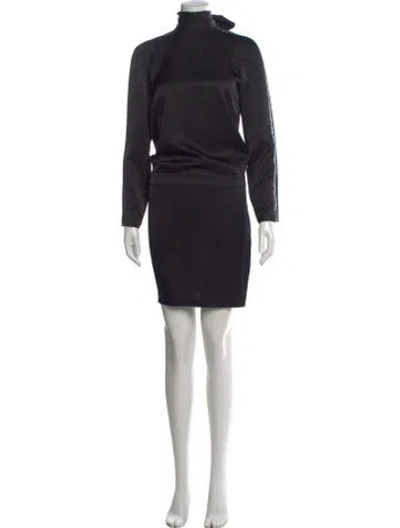 Pre-owned Ba&sh Mock Neck Mini Dress In Black