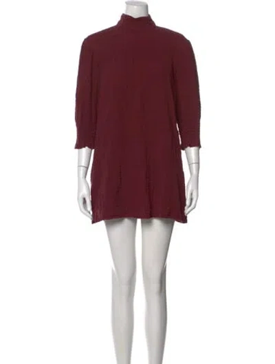 Pre-owned Ba&sh Mock Neck Mini Dress In Burgundy