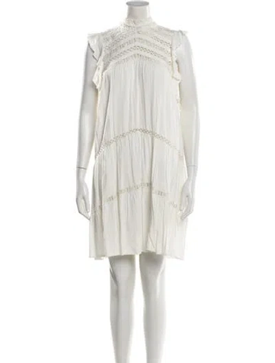 Pre-owned Ba&sh Mock Neck Mini Dress In White