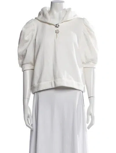Pre-owned Ba&sh Mock Neck Short Sleeve Sweatshirt In White