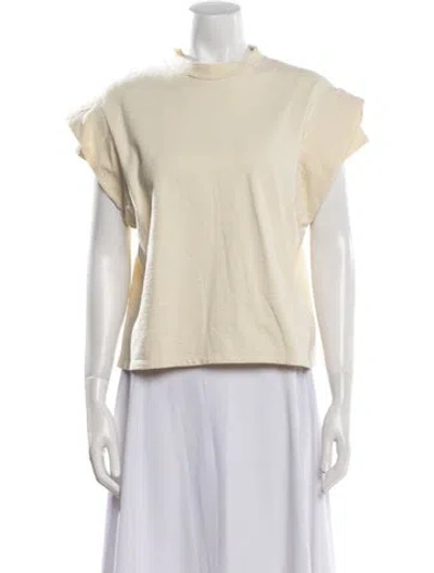 Pre-owned Ba&sh Mock Neck Short Sleeve Sweatshirt In Yellow