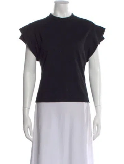 Pre-owned Ba&sh Mock Neck Short Sleeve Top In Black