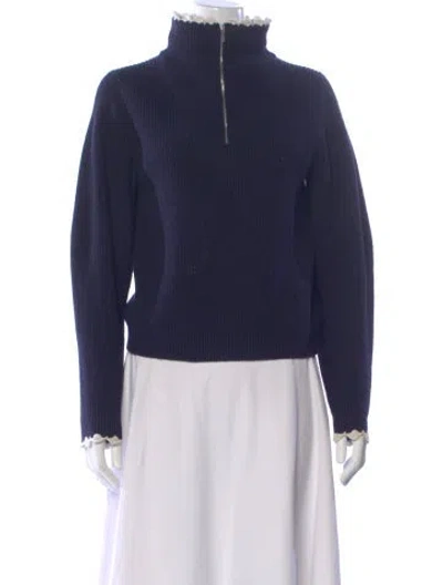 Pre-owned Ba&sh Mock Neck Sweater In Blue
