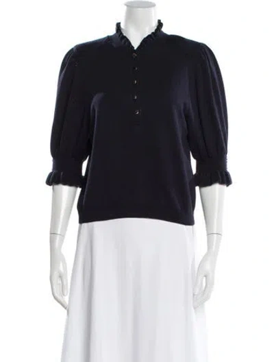 Pre-owned Ba&sh Mock Neck Sweater In Blue