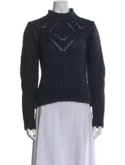 Pre-owned Ba&sh Mock Neck Sweater In Blue