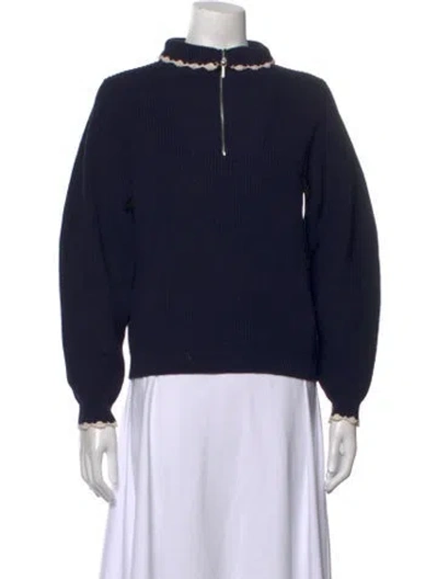 Pre-owned Ba&sh Mock Neck Sweater In Blue