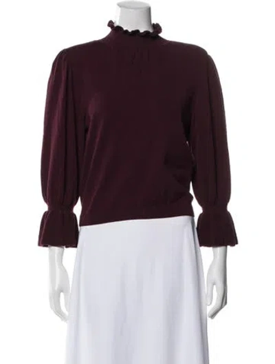Pre-owned Ba&sh Mock Neck Sweater In Burgundy