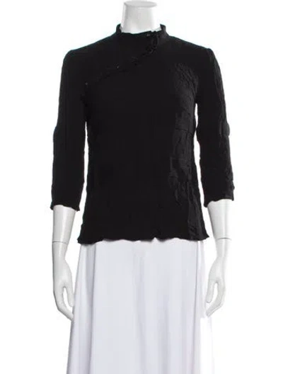 Pre-owned Ba&sh Mock Neck Three-quarter Sleeve Blouse In Black