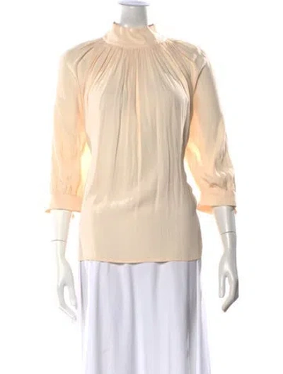Pre-owned Ba&sh Mock Neck Three-quarter Sleeve Blouse In Neutral