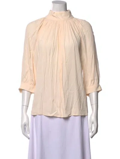Pre-owned Ba&sh Mock Neck Three-quarter Sleeve Blouse In Neutrals