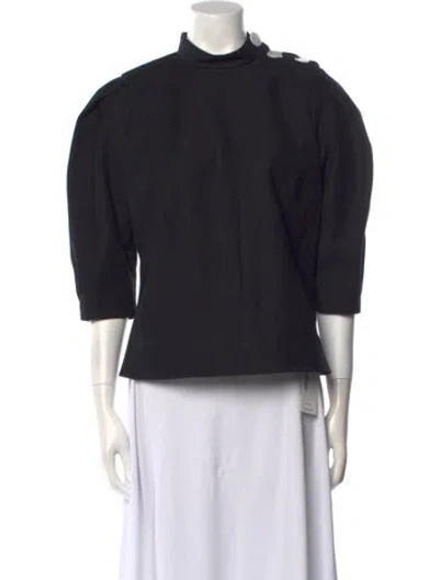 Pre-owned Ba&sh Mock Neck Three-quarter Sleeve Top In Black