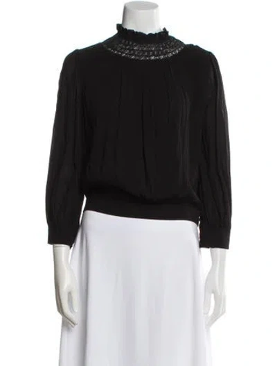 Pre-owned Ba&sh Mock Neck Three-quarter Sleeve Top In Black