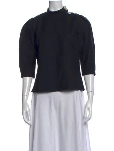 Pre-owned Ba&sh Mock Neck Three-quarter Sleeve Top In Black