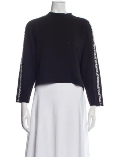 Pre-owned Ba&sh Mock Neck Three-quarter Sleeve Top In Blue