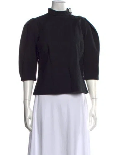 Pre-owned Ba&sh Mock Neck Three-quarter Sleeve Top In Blue