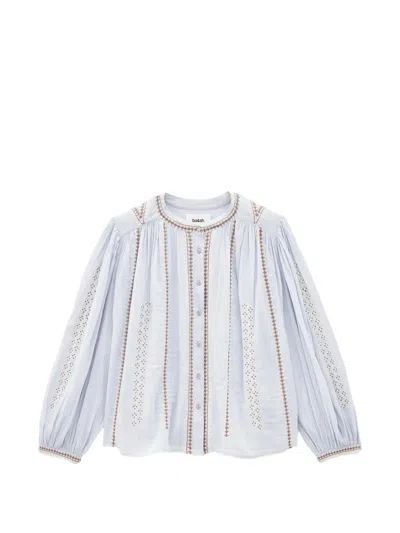 Ba&sh Mona Embroidered Balloon-sleeve Blouse In Blue
