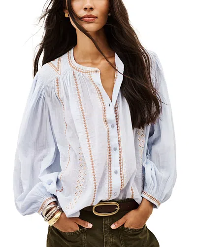 Ba&sh Ba & Sh Mona Embroidered Shirt In Sky Blue