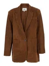 Ba&sh 'mosty' Brown Single-breasted Jacket With Peak Revers In Suede Woman In Brown