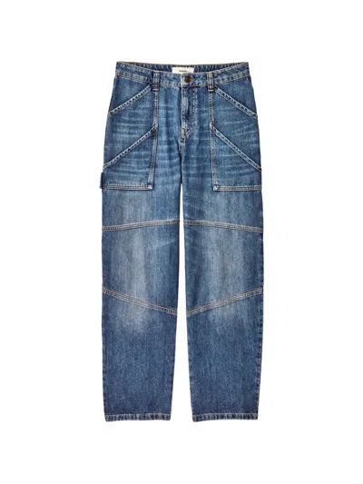 Ba&sh Moyce Panelled Pocket-detail Jeans In Blue