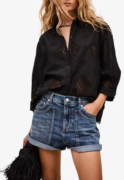 Ba&sh Muriel Broderie Anglaise Shirt In Black