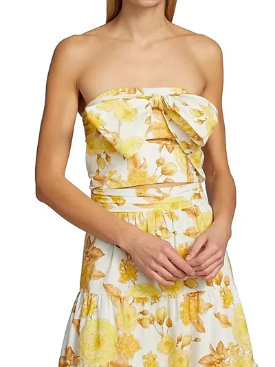 Ba&sh Naimee Floral Tube Top In Jaune In Multi