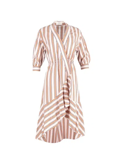 Pre-owned Ba&sh Nastasia Striped Wrap Midi Dress In Neutral