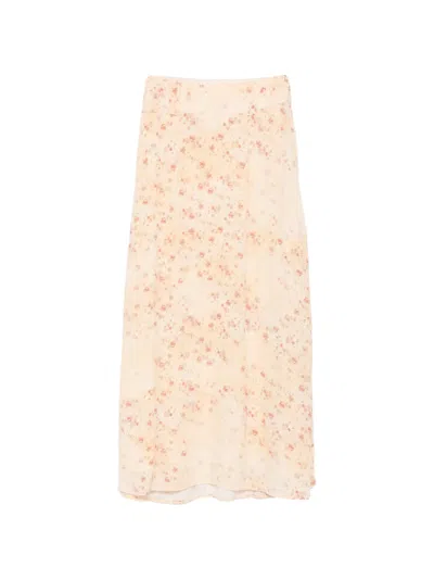 Ba&sh Nattalina Floral-print Midi Skirt In Neutral