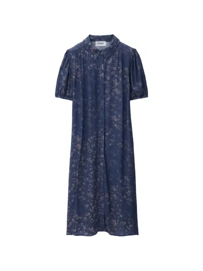 Ba&sh Norma Floral-print Shirt Dress In Blue