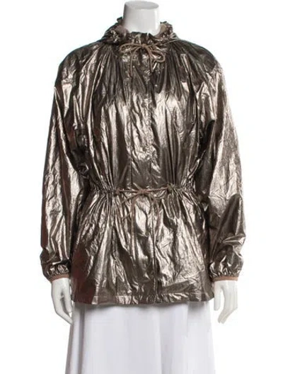 Pre-owned Ba&sh Nylon Utility Jacket In Gold