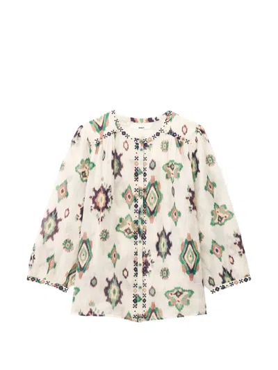 Ba&sh Odelie Ikat-print Shirt In Neutral