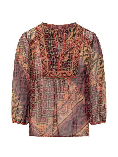 Ba&sh Odetta Printed Blouse In Brown