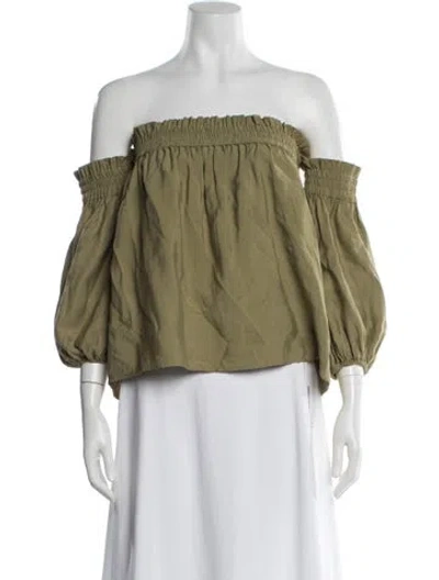 Pre-owned Ba&sh Off-the-shoulder Short Sleeve Blouse In Green