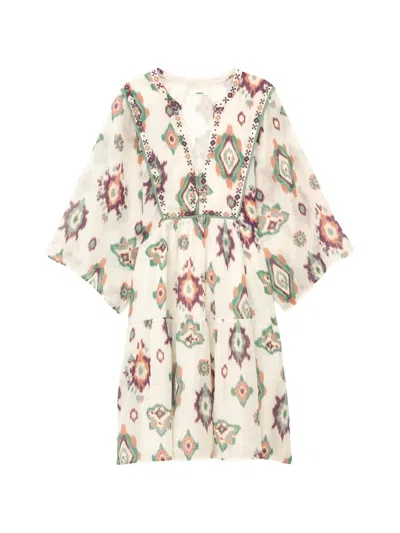 Ba&sh Olalie Ikat-print Tiered Dress In Neutral
