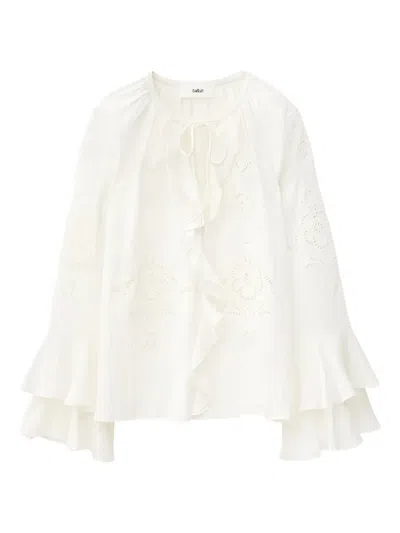 Ba&sh Omar Embroidered Ruffled Blouse In White