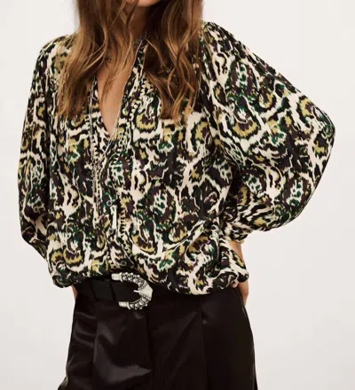Ba&sh Onada Long Sleeves Top In Ecru In Animal Print