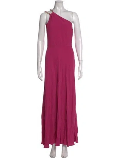 Pre-owned Ba&sh One-shoulder Long Dress In Pink