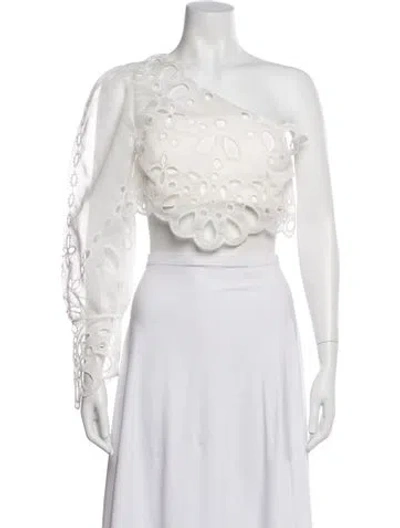Pre-owned Ba&sh One-shoulder Long Sleeve Crop Top W/ Tags In White