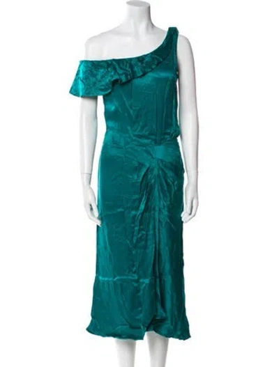 Pre-owned Ba&sh One-shoulder Midi Length Dress In Green