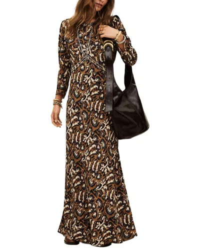 Ba&sh Long Sleeve Round Collar Dress Onoa For Women In Brown
