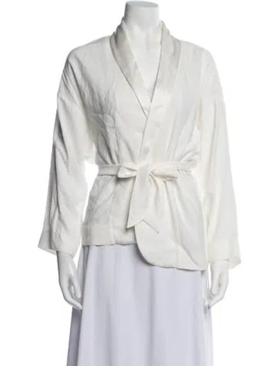 Pre-owned Ba&sh Open Front Long Sleeve Top In White