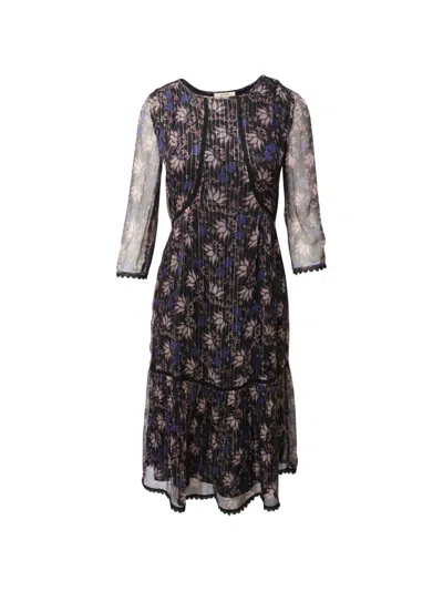 Pre-owned Ba&sh Ora Printed Midi Dress In Black