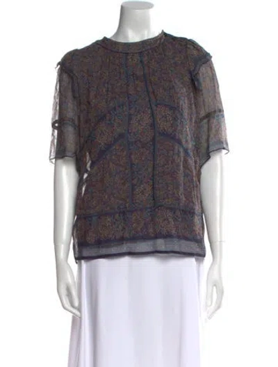 Pre-owned Ba&sh Paisley Print Crew Neck Blouse In Blue