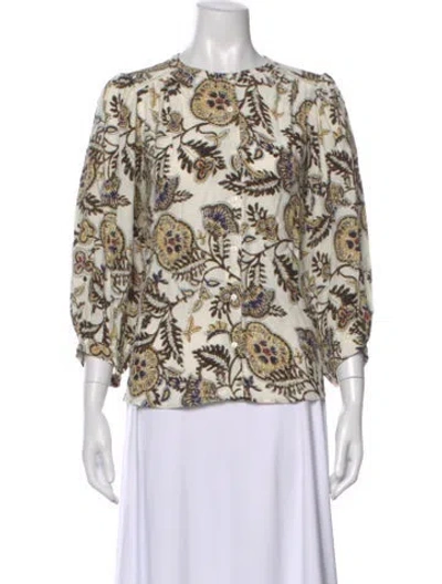 Pre-owned Ba&sh Paisley Print Crew Neck Blouse In Neutral
