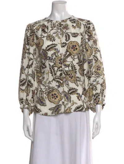 Pre-owned Ba&sh Paisley Print Crew Neck Blouse In Neutral